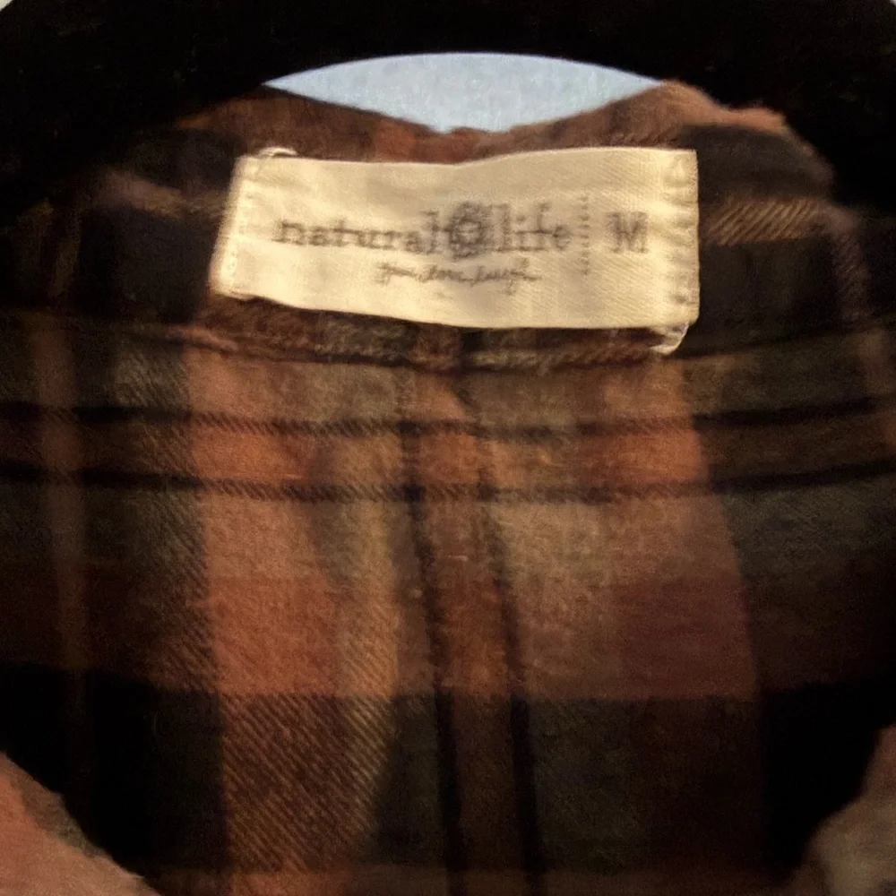 NATURAL LIFE Esme Long Sleeve Plaid Shirt Dress 100% Cotton M - Picture 6 of 7